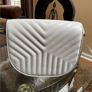 Yves Saint Laurent White Chevron Crossbody Bag